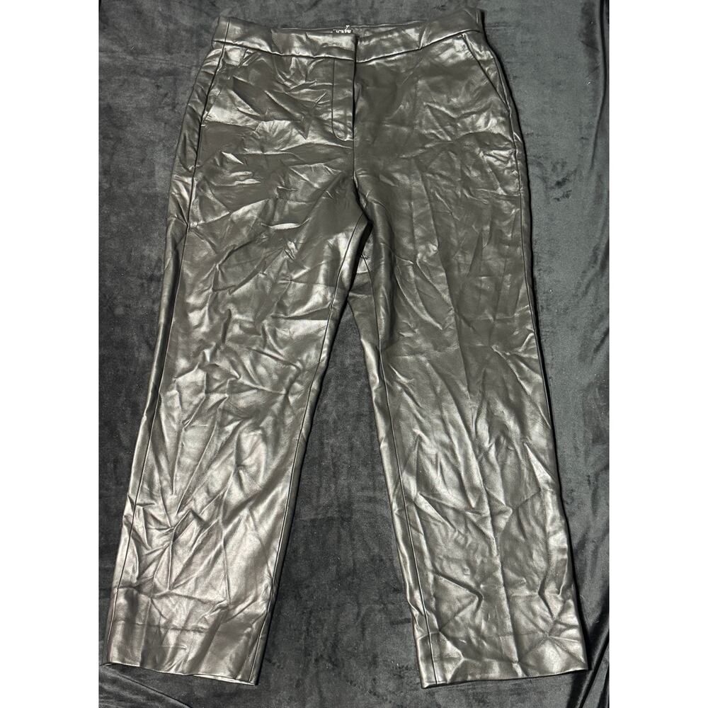 J.Crew Faux Leather KATE Black Slacks Pants size 14 - Picture 2 of 6